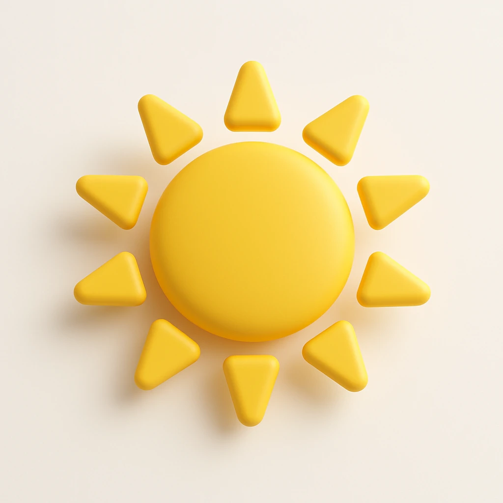 Isomorphic 3D Icon of Sun, Animated, Matte,  white background. High Resolution. emoji
