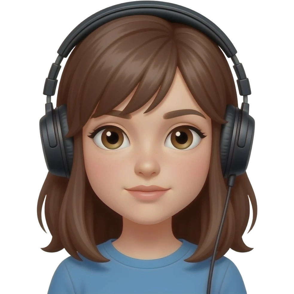 serious girl with headphones emoji