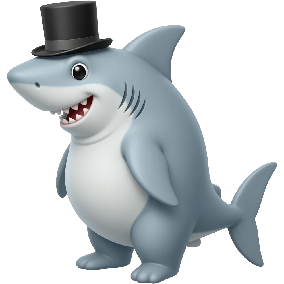 Shark with a top hat emoji
