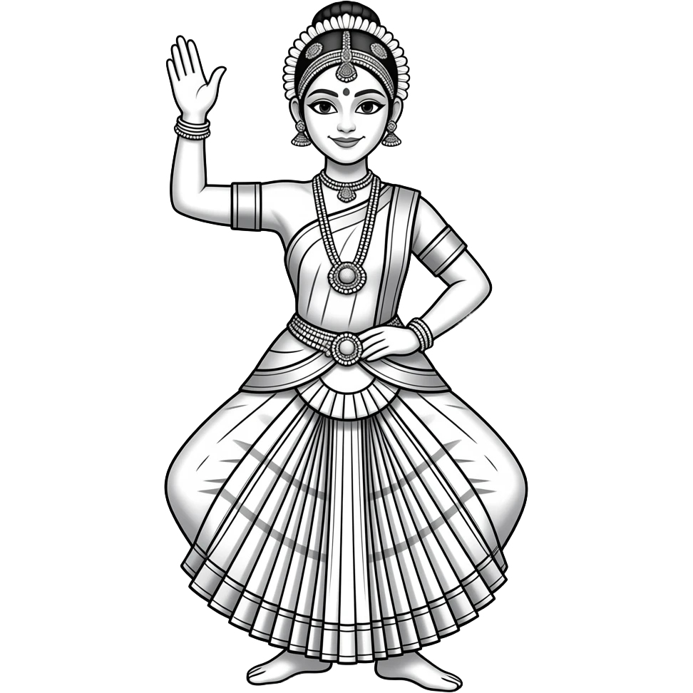 Aesthetic white line bharathanatyam emoji
