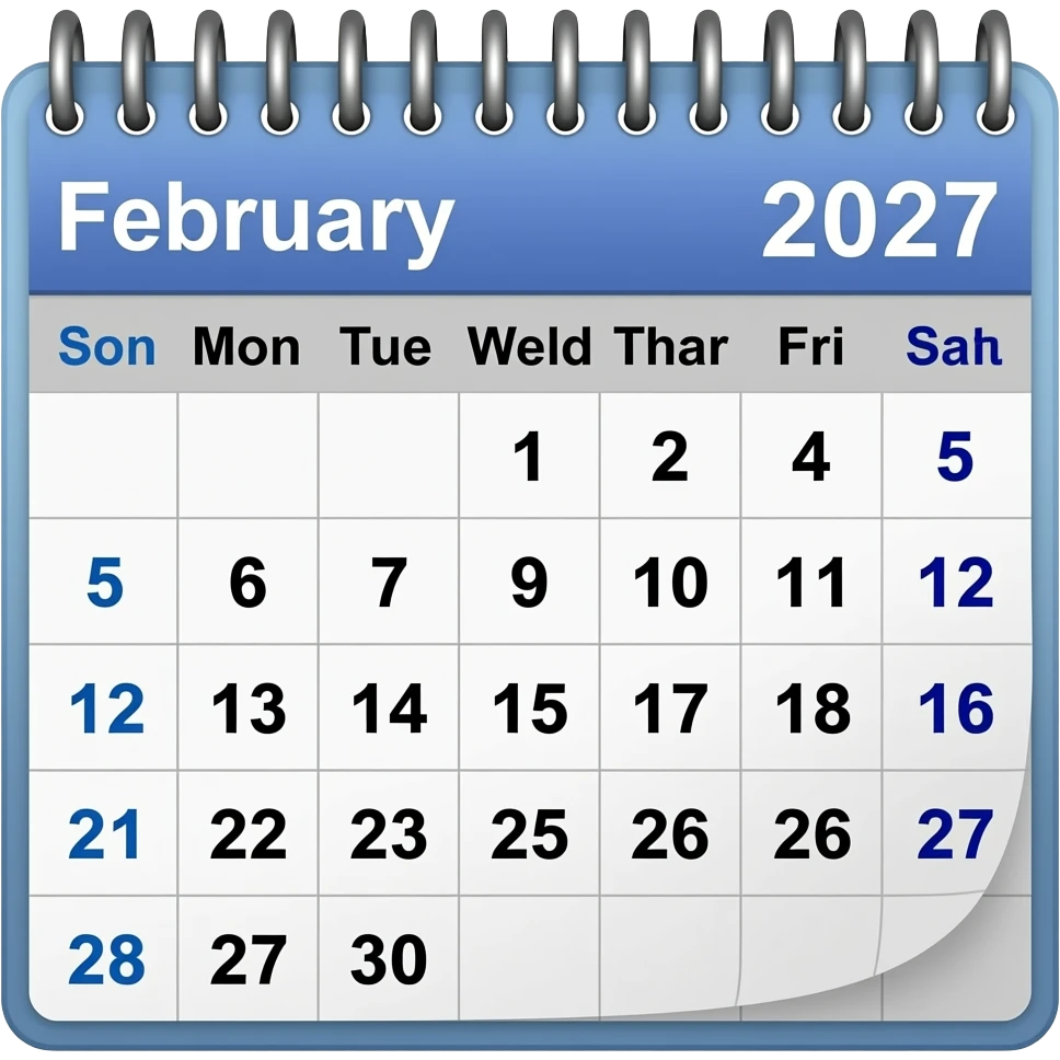 Disney Themed calendar for February 2027 emoji