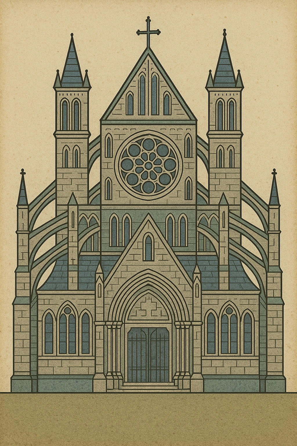 gothic cathedral in gothic style, intricate medieval gothic architecture, detailed stonework, pointed arches, flying buttresses, dramatic lighting emoji