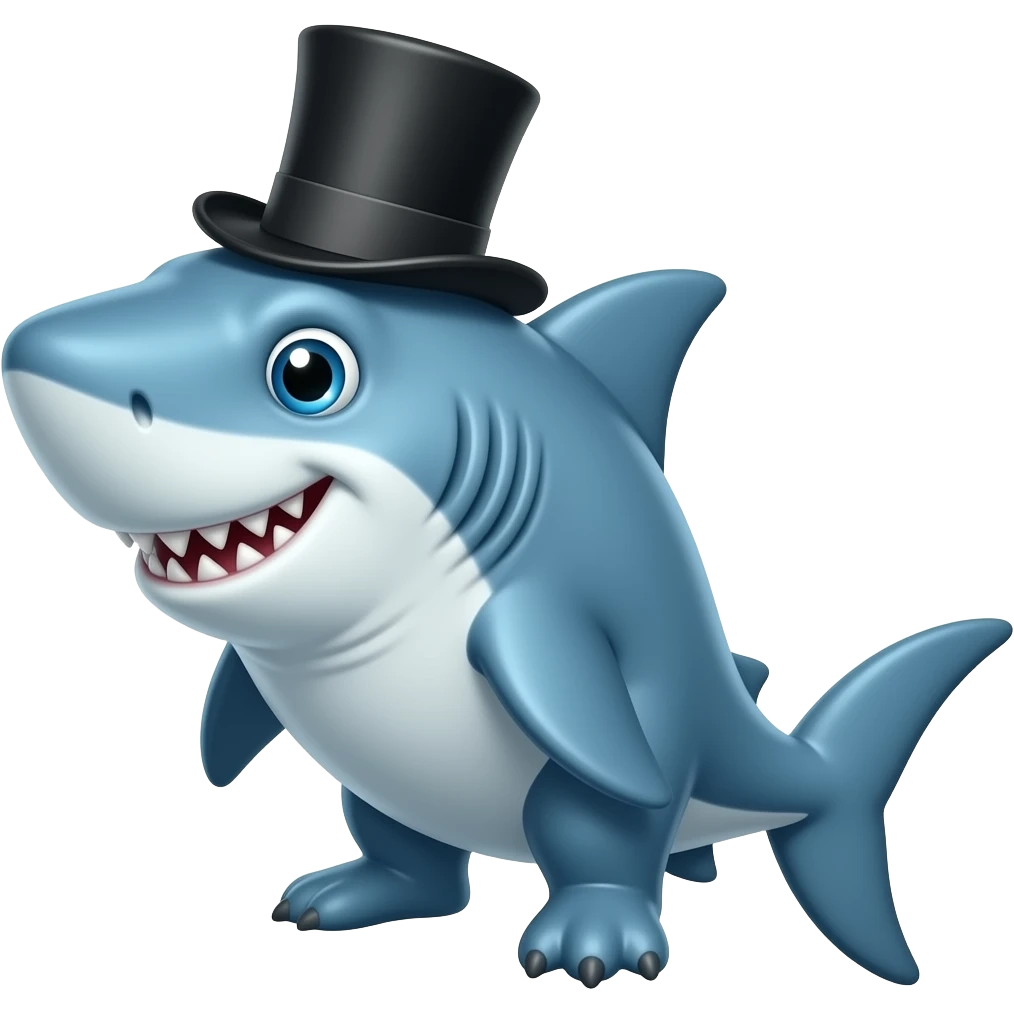 Shark with a top hat emoji