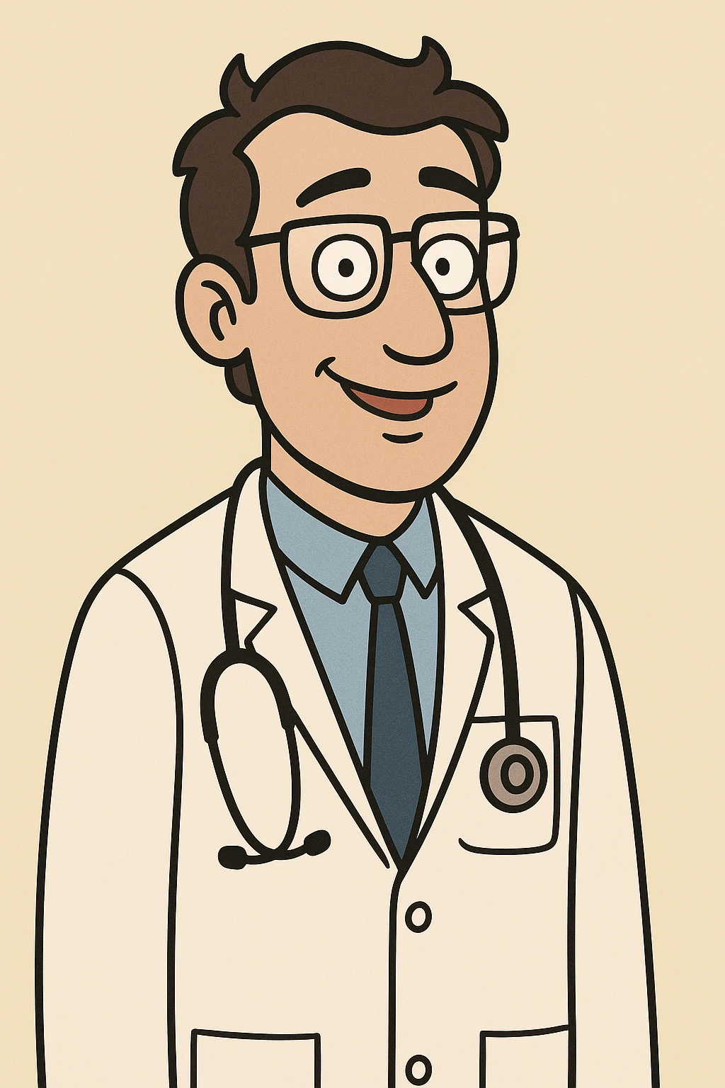doctor, medical professional, stethoscope, friendly expression, white coat, cartoon style emoji