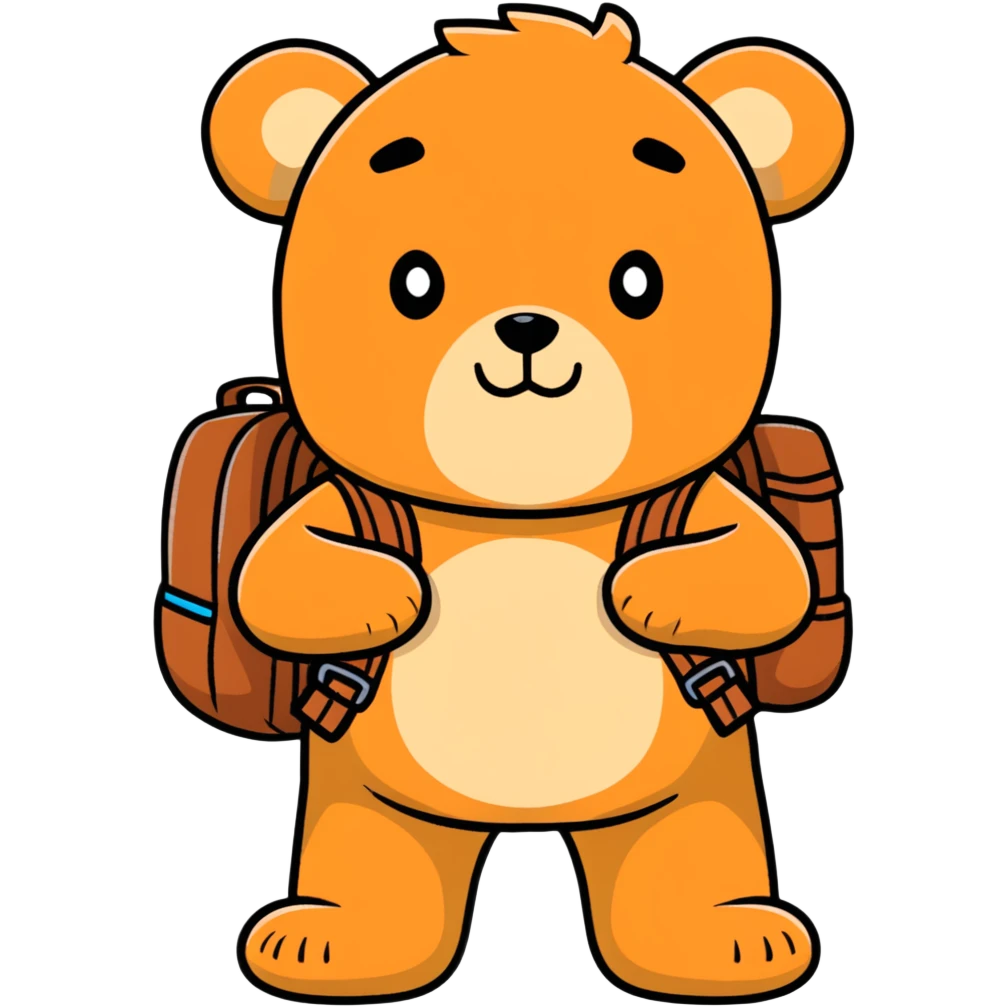 Colorful bear with backpack sticker emoji