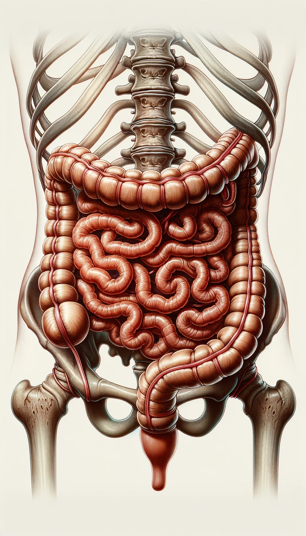 dolore all'intestino umano anatomico realistico, sfondo chiaro emoji