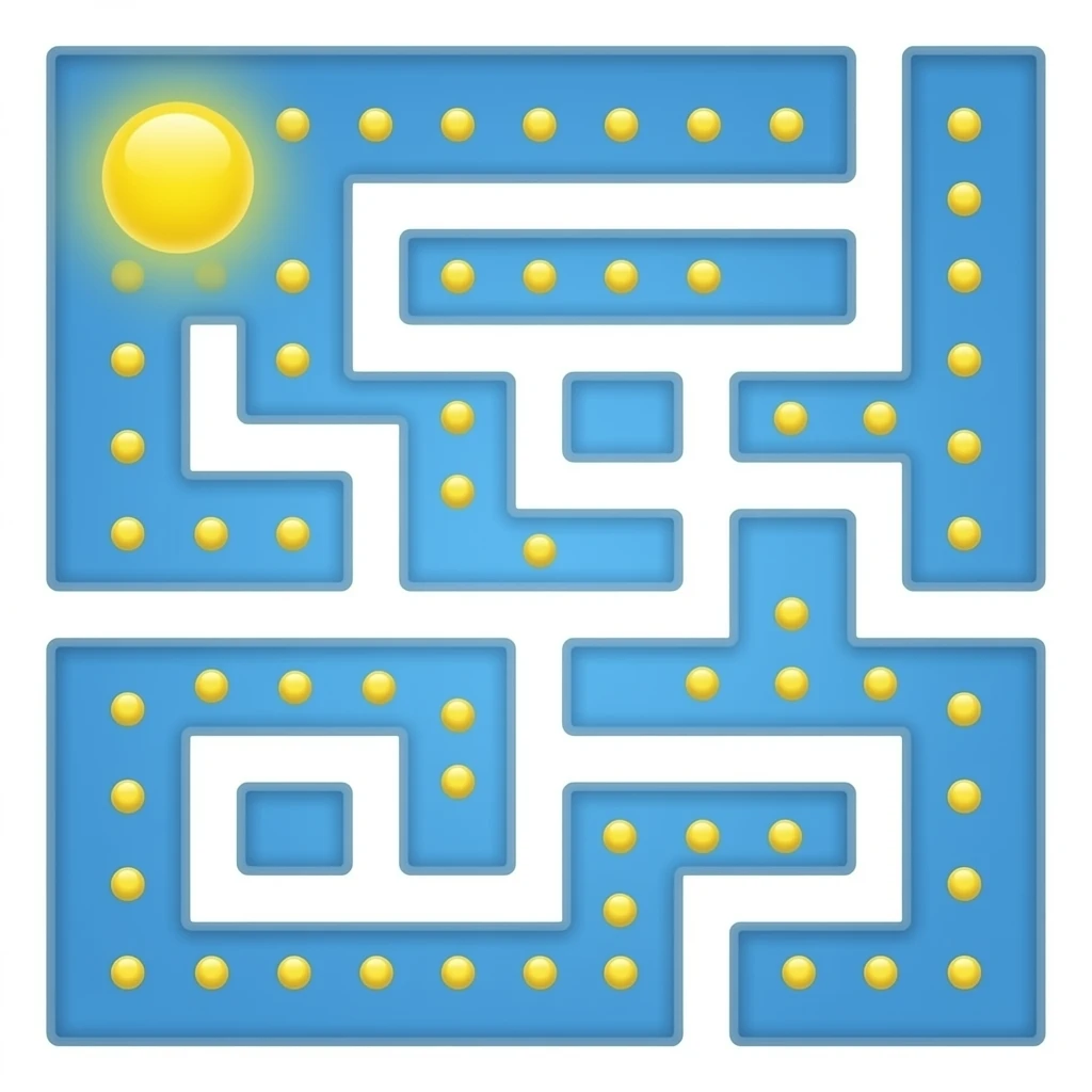 Pac man bule maze with yellow dots emoji