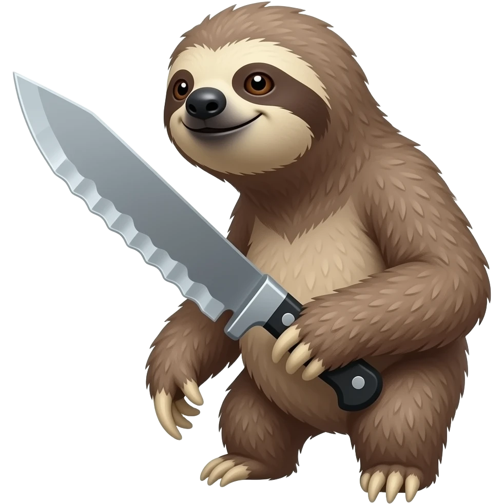 looking askance going smiling evil killer sloth w big knife emoji