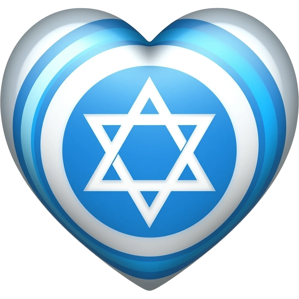 Blue and white heart with swirls with Jewish chais hidden design inside emoji