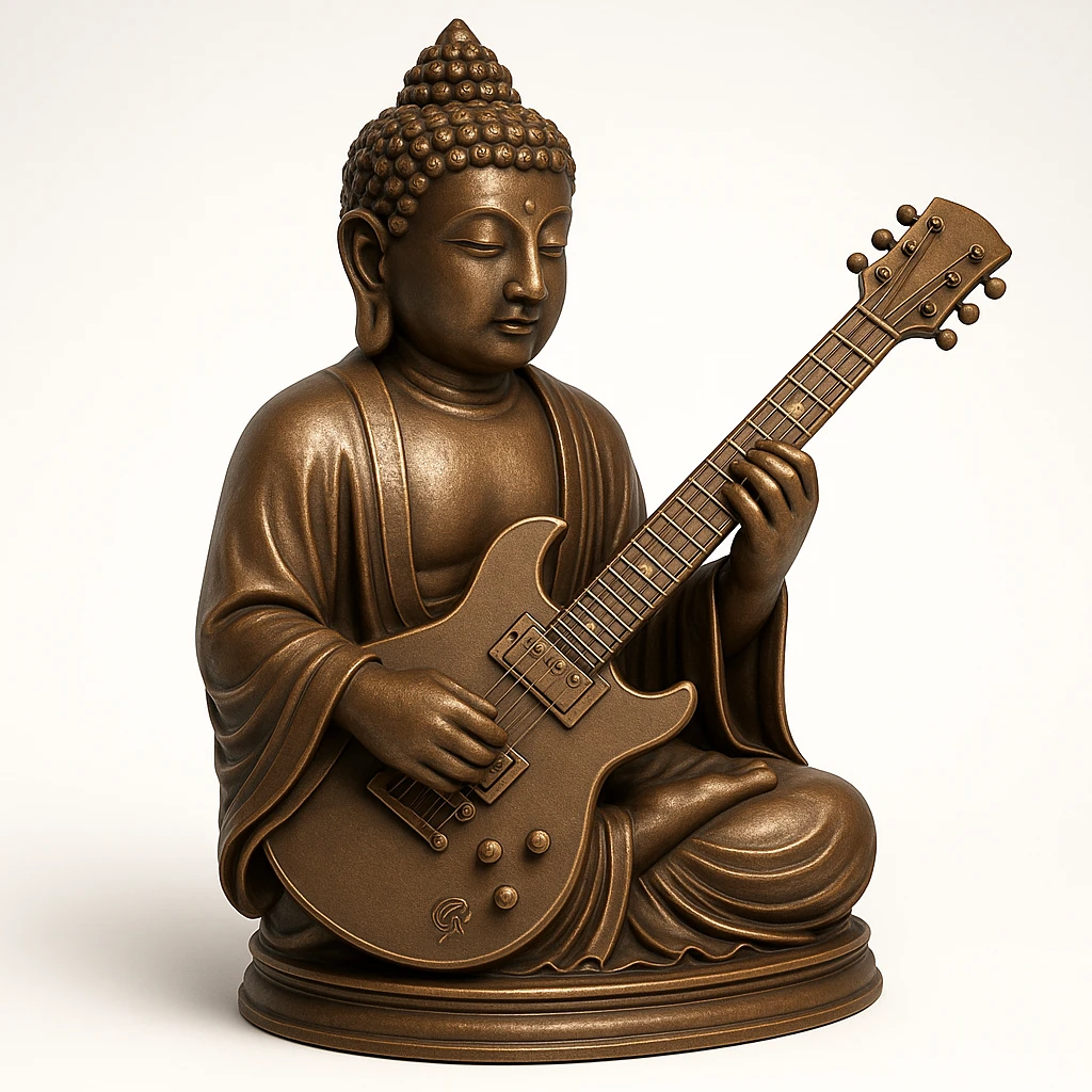 buddha idol with guitar  emoji