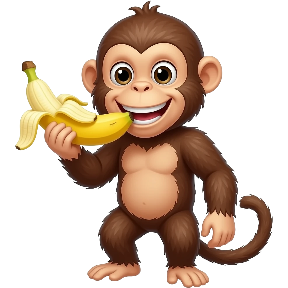 2d cartoon menkey eats banana emoji