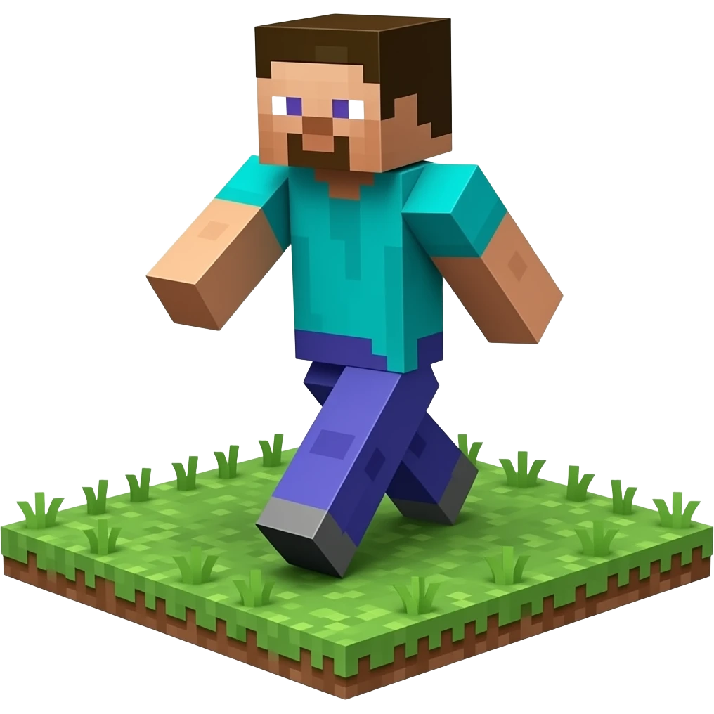 Steve from minecraft walking on pixel grass and he is also pixelated too emoji