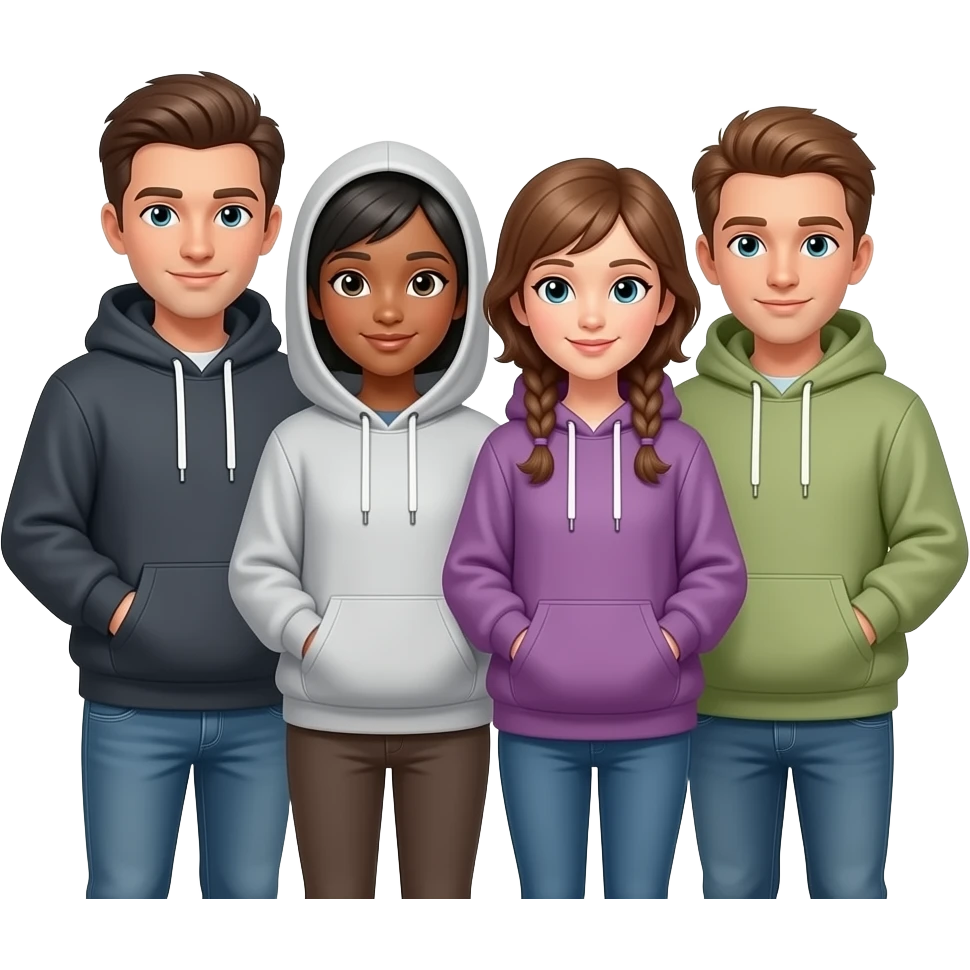 amigos con sudaderas anchas emoji