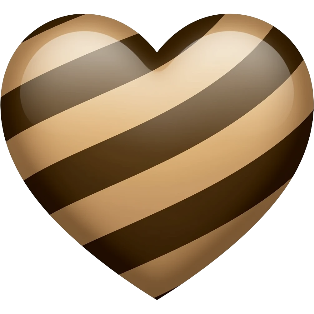 A heart striped with light brown and dark brown emoji