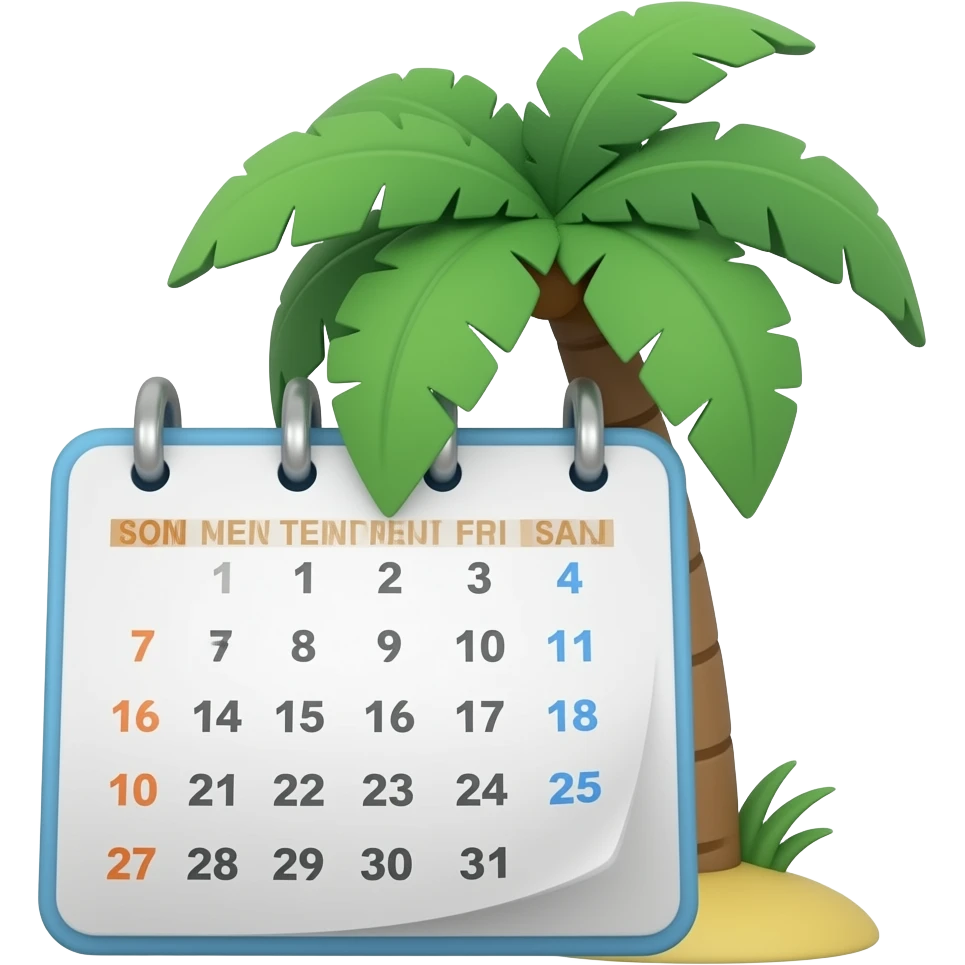 달력에 야자수가 들어간 이모지 emoji