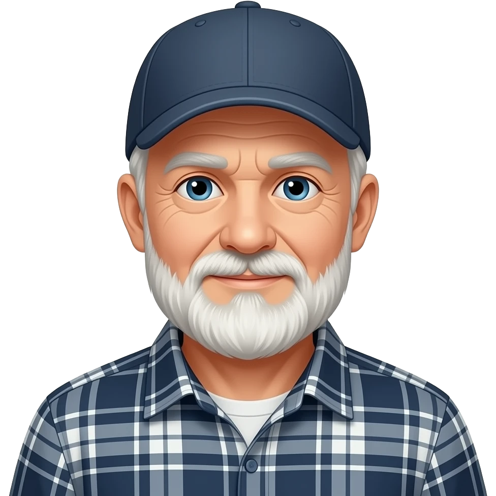 old man wearing baseball cap and flannel shirt emoji