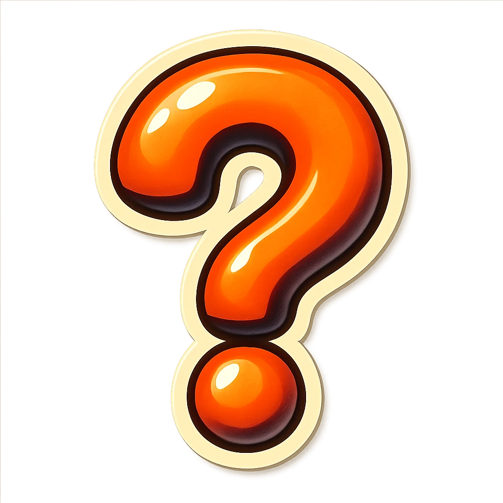 single question mark symbol, cartoon style sticker, simple and clear, no text emoji