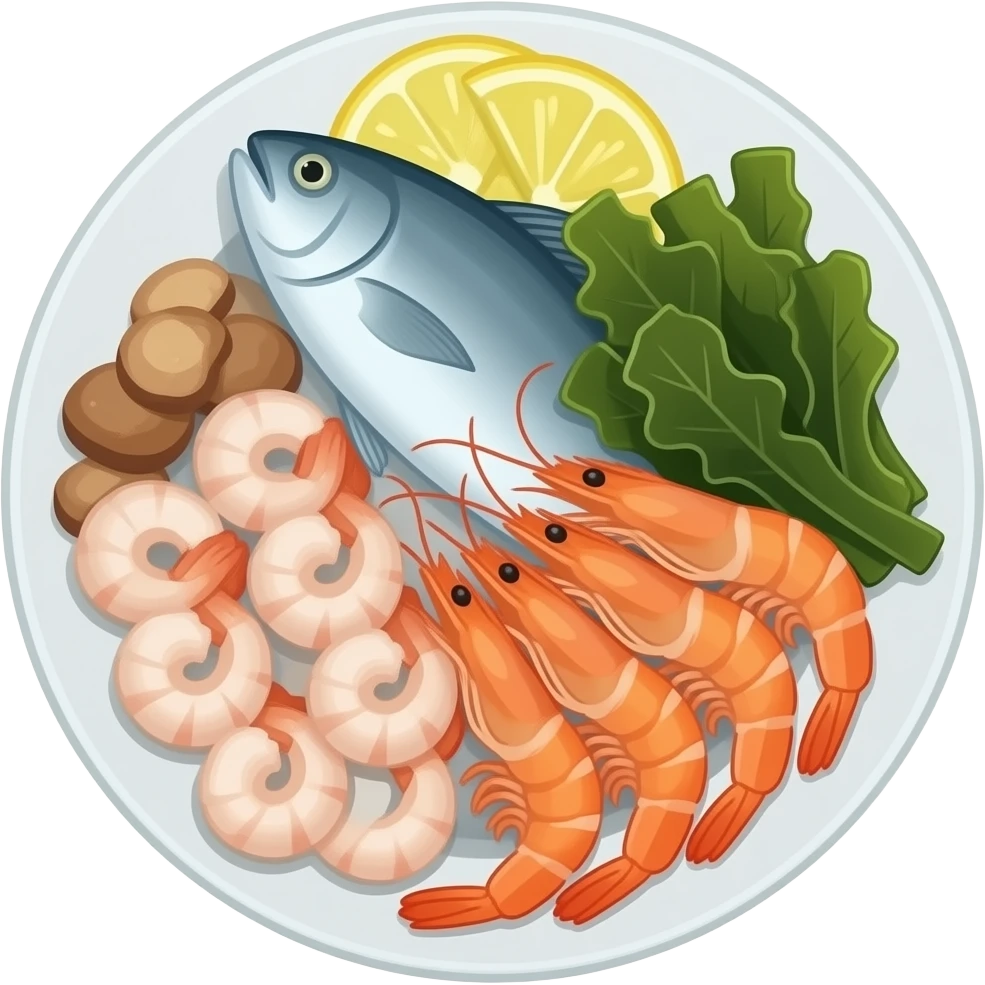 Seafood Platter with Fish Shrimp and Seaweed emoji
