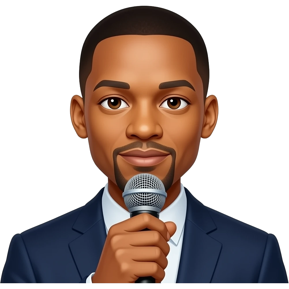 will smith holding a mic on his hand closer to his face emoji
