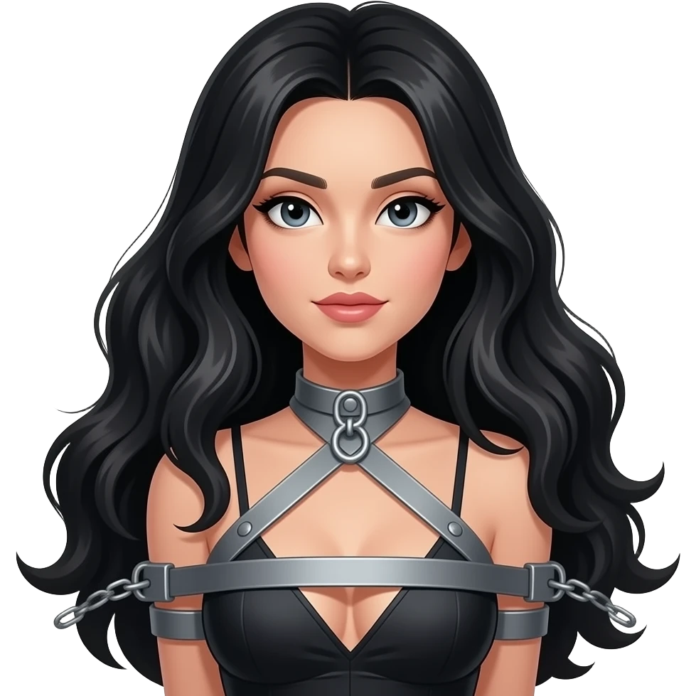 Long Black hair woman in restraints sexual emoji