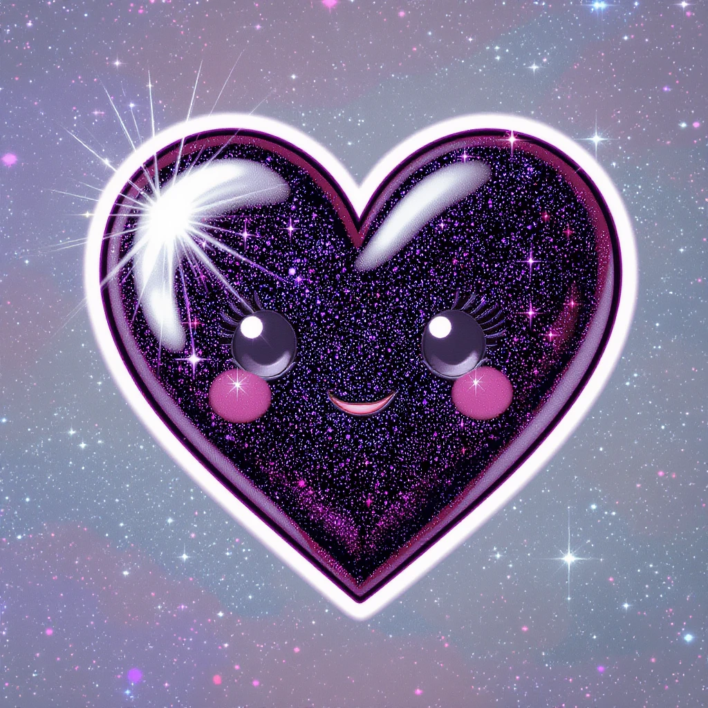 goth heart emoji, cute and shiny, no background emoji