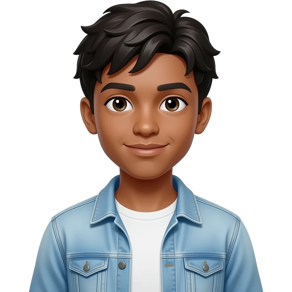 A tall black teenager boy with freeforms emoji
