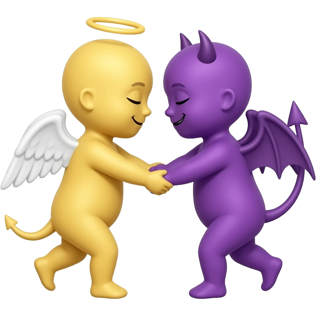 Yellow Angel emoji crossover purple devil emoji emoji