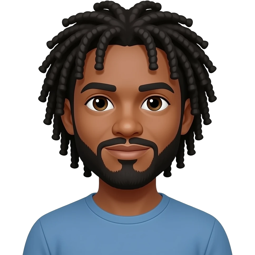 Black man with locs and facial hair emoji