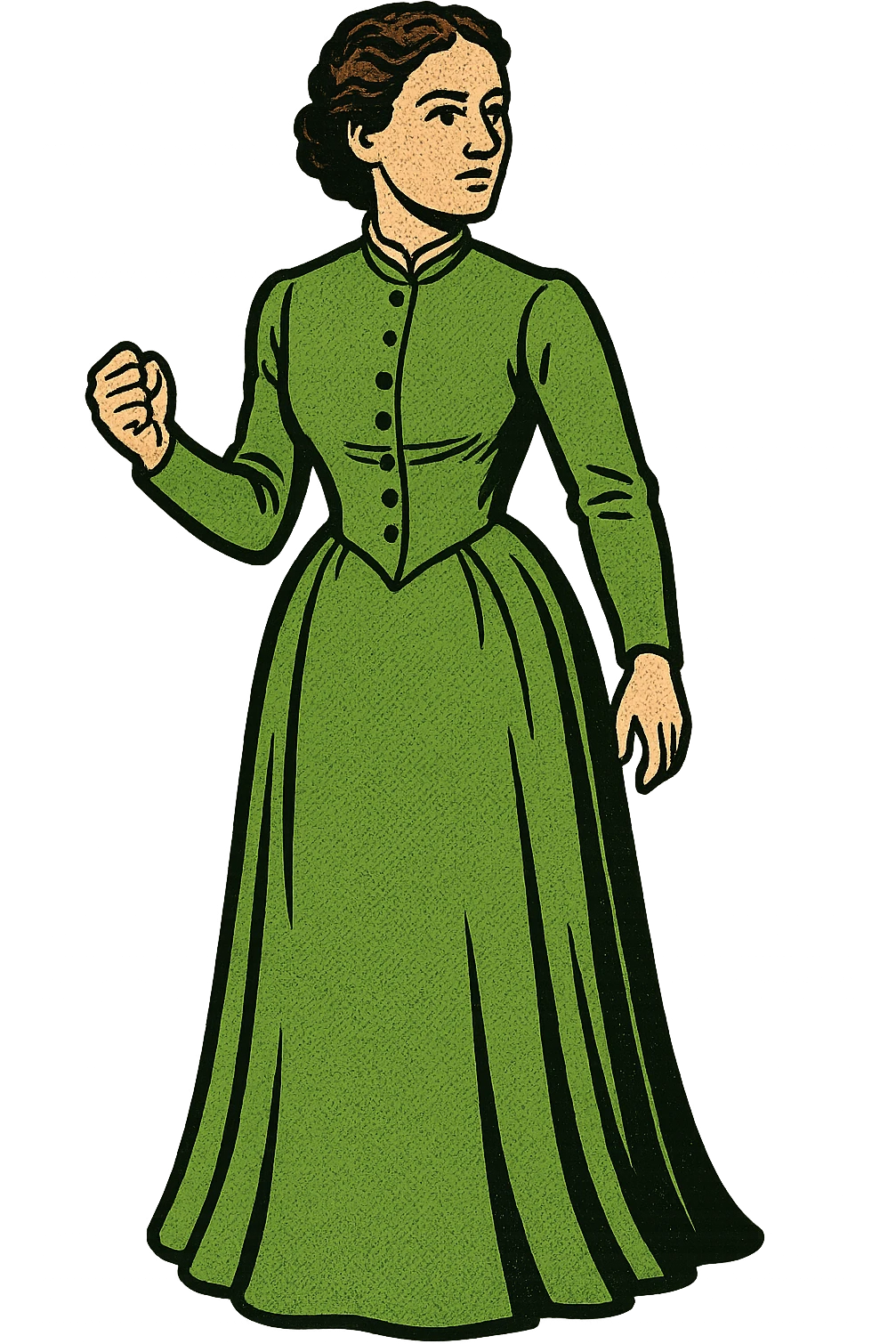 The full body of a victorian lady with brown hair and a light green dress like Sophia Jex Blake emoji