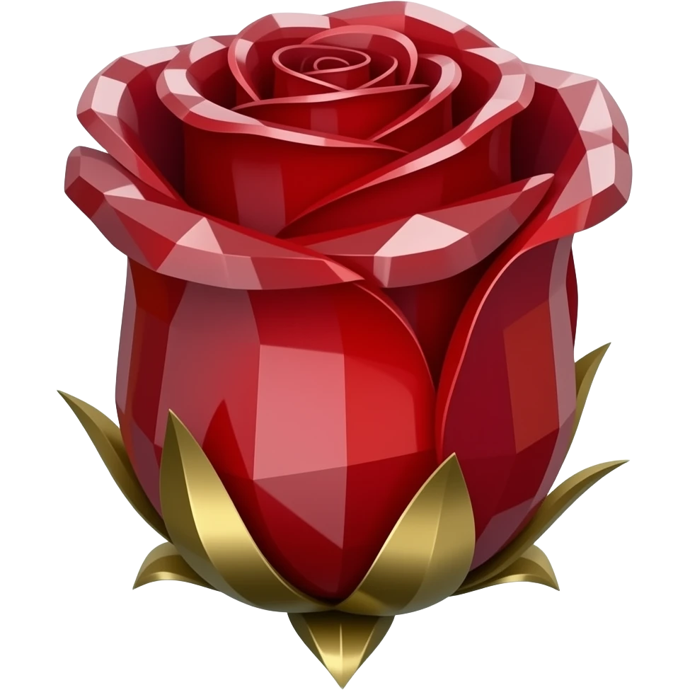 Red crystal rose with gold stem emoji