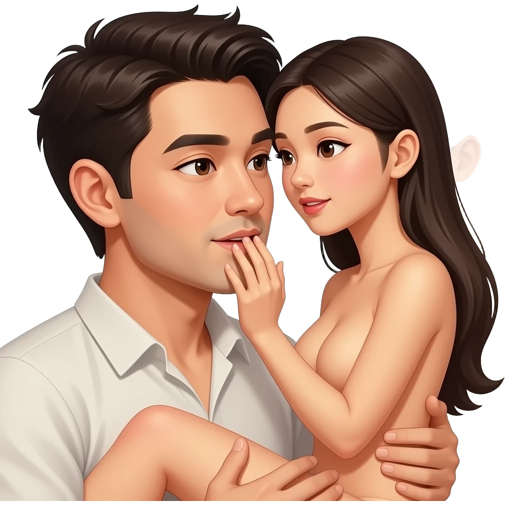 Naked man having sex with naked asian women emoji