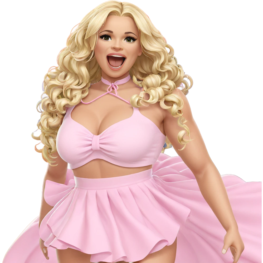 blonde girl in pink skirt emoji