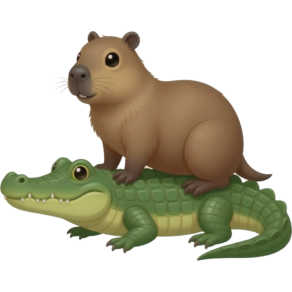 Capybara riding a crocodile  front view emoji