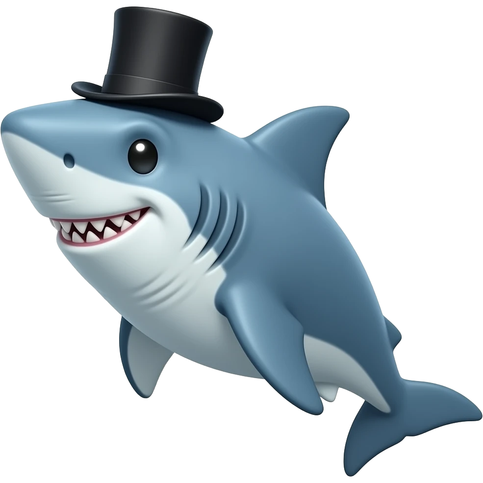 Shark with a top hat emoji