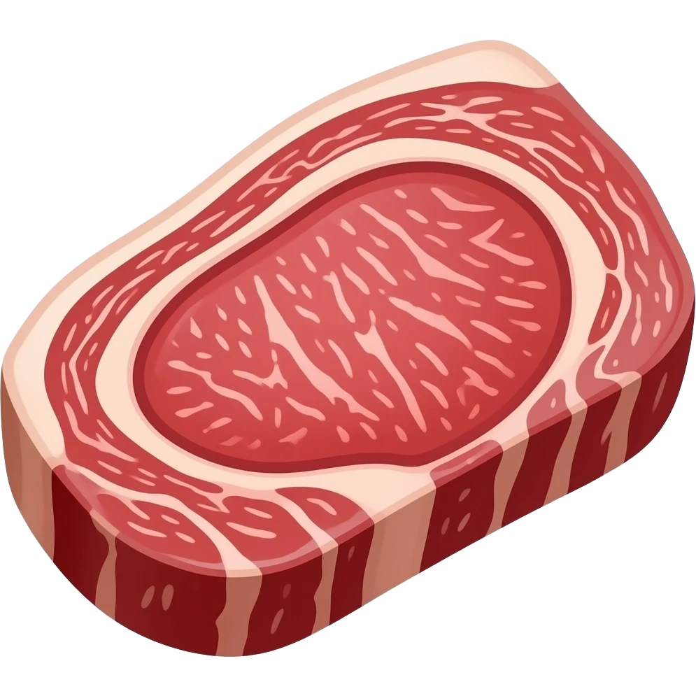 a big and think piece of raw japanese wagyu A5 with high score, high fat, very high marble wagyu emoji