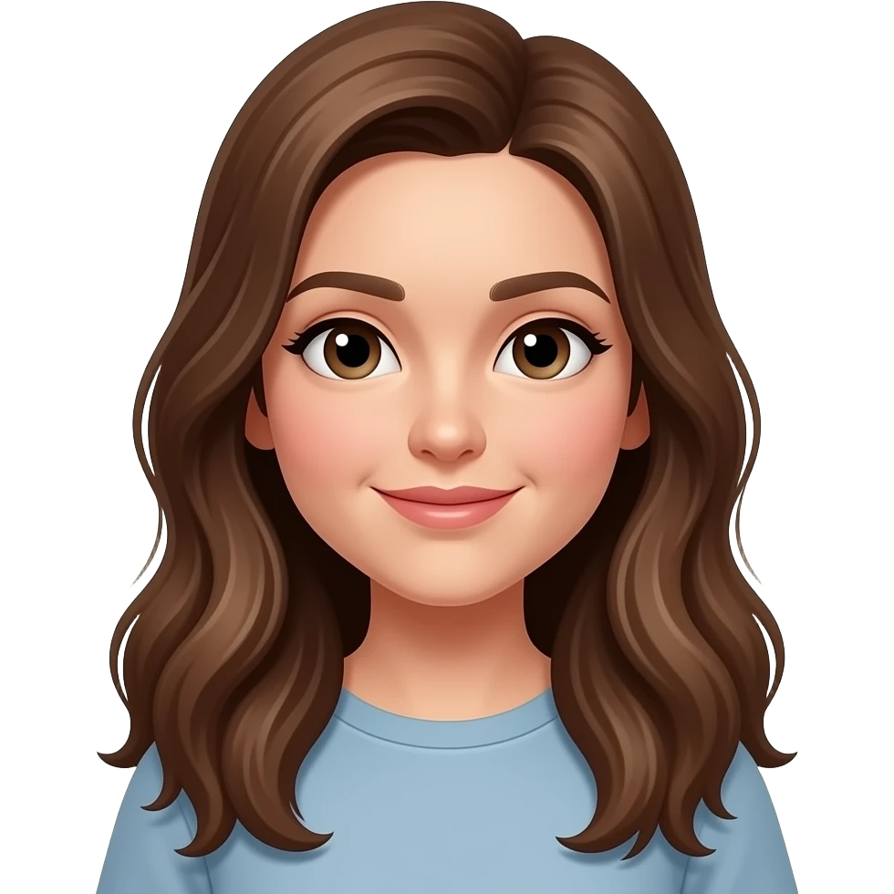 Emoji com cabelo castanho comprido emoji