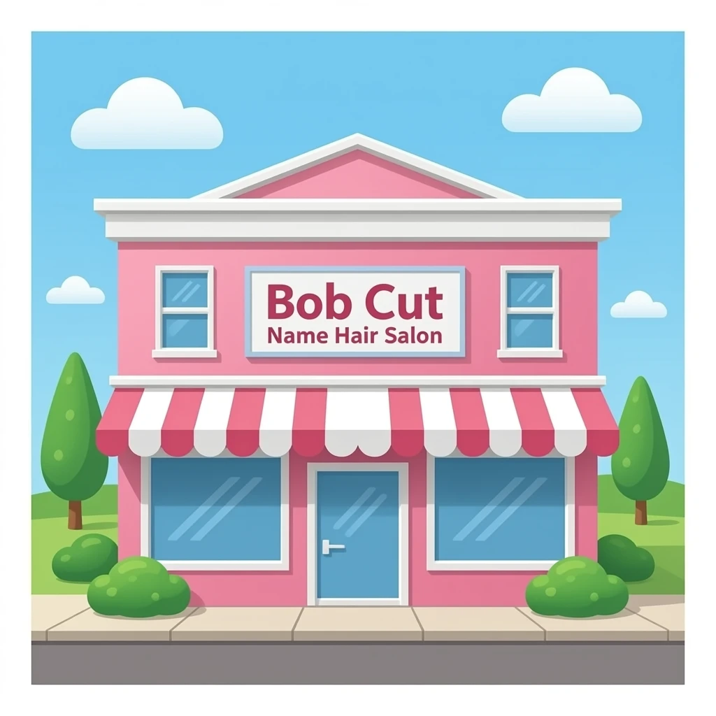 Pink building Bob cut name Hair Salon emoji