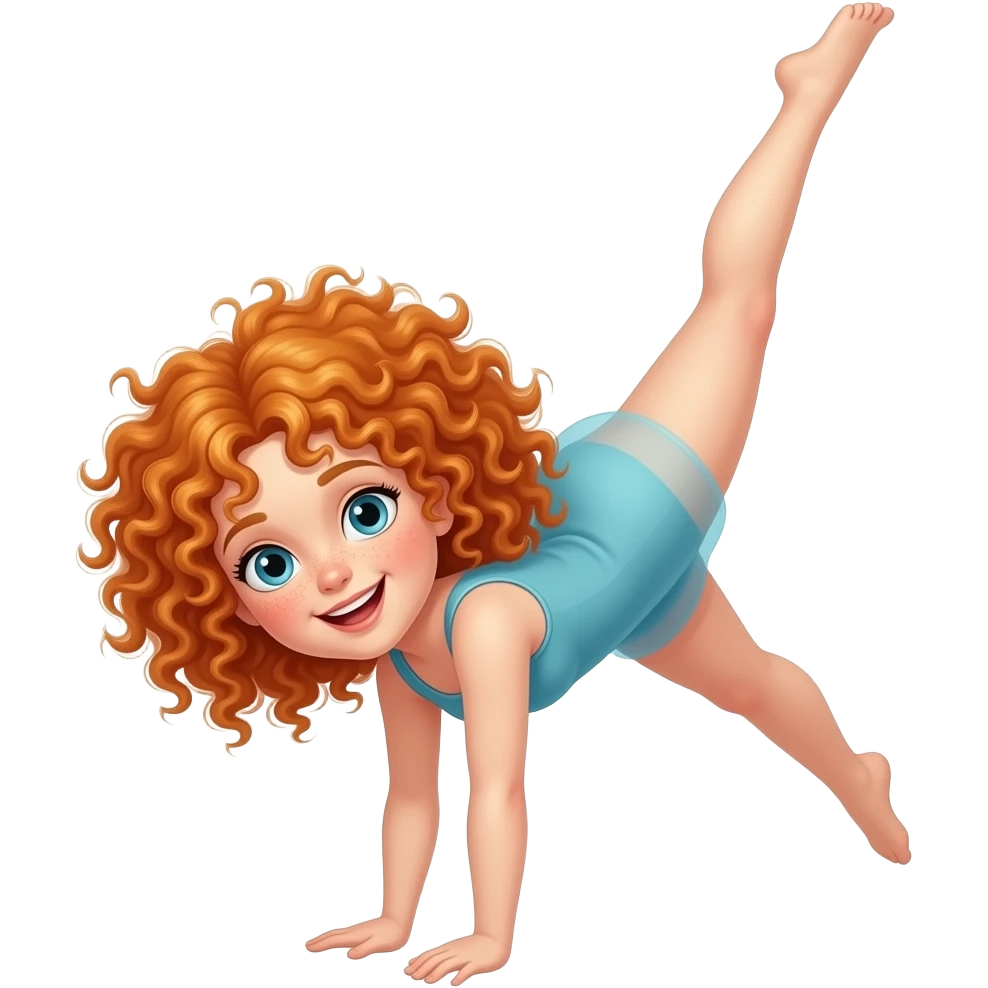 Fille rousse bouclés tâches de rousseur Acrobatie emoji