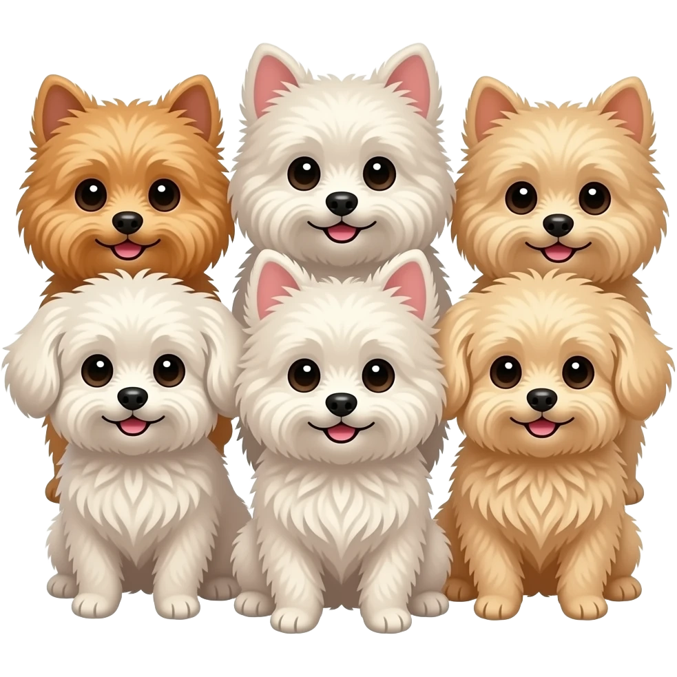 Very small fluffy cutty dogs together emoji