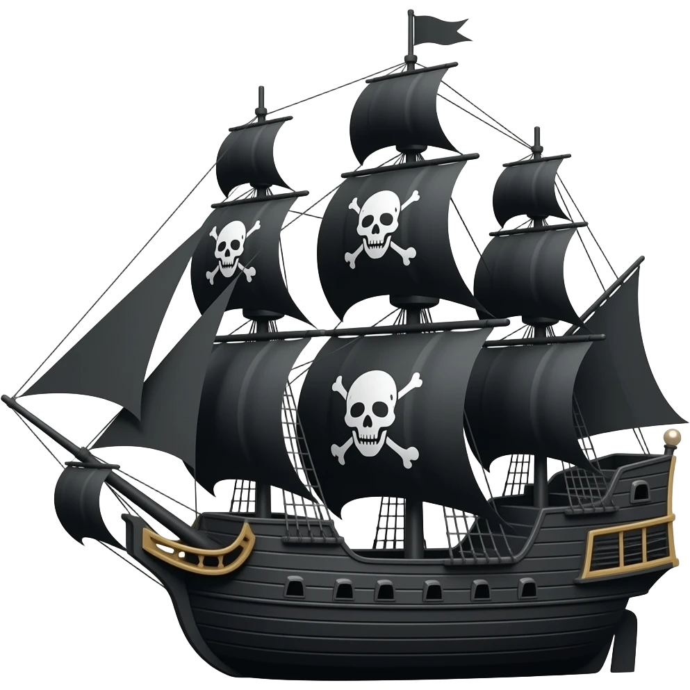 The EXACT black Pearl ship make sure the ship itself is black as well from pirates of the Caribbean emoji