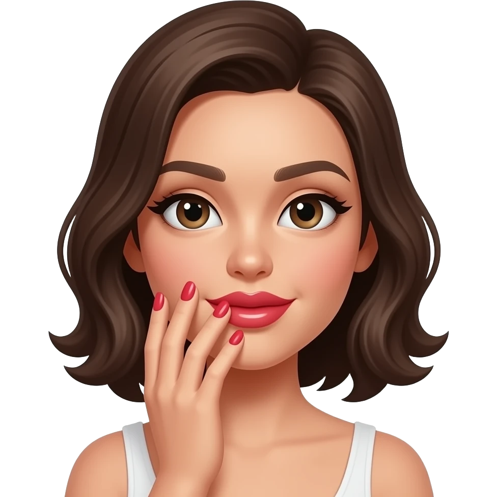Big glossy lips with nails emoji