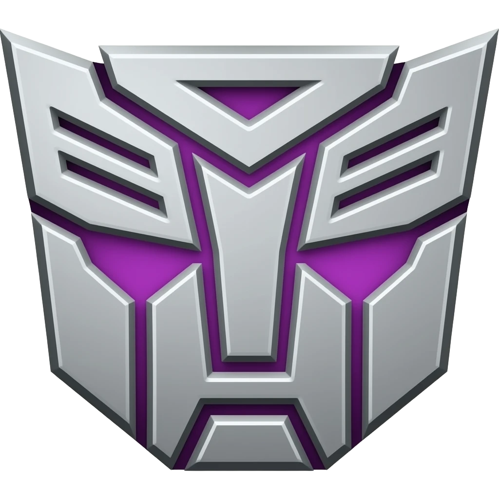 decepticon logo with purple matrix overlay emoji