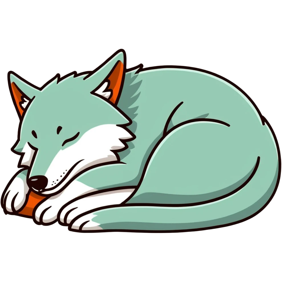 Big wolf sleeping cuddled up  emoji