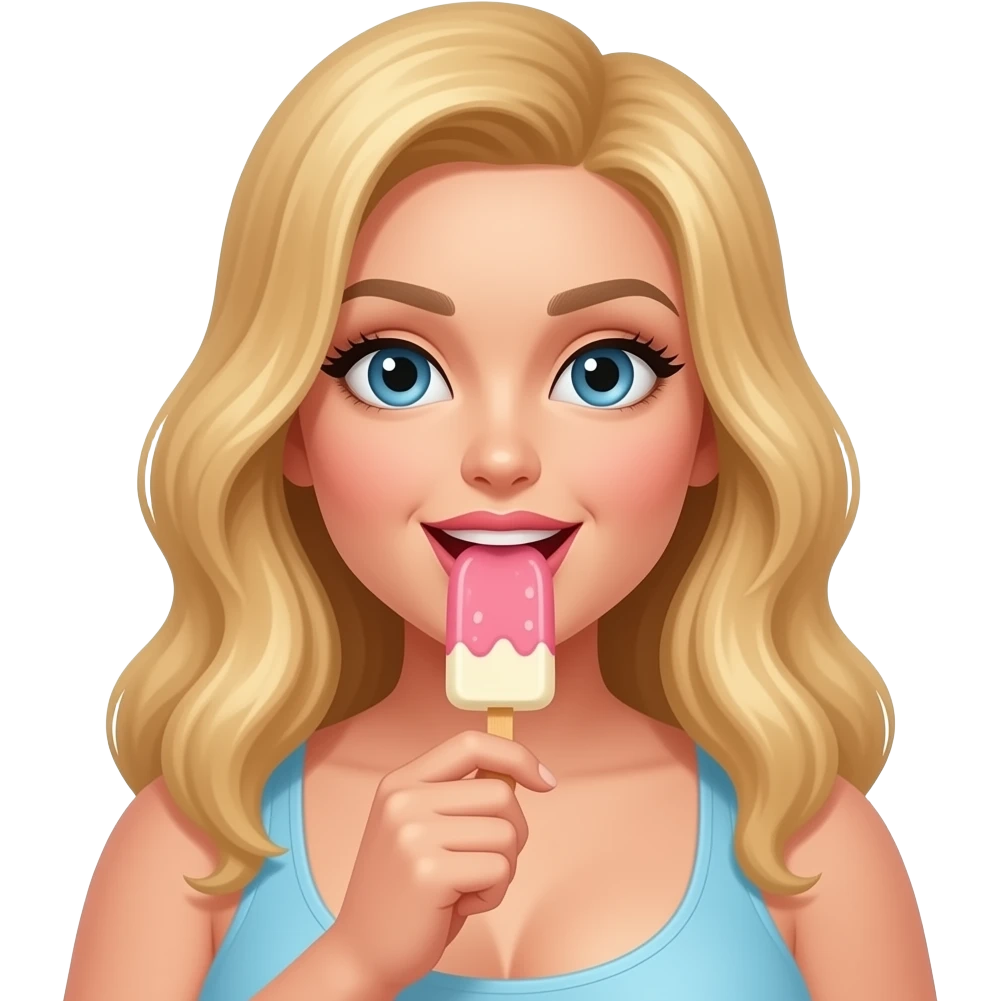 Buxom blonde licking popsicle emoji