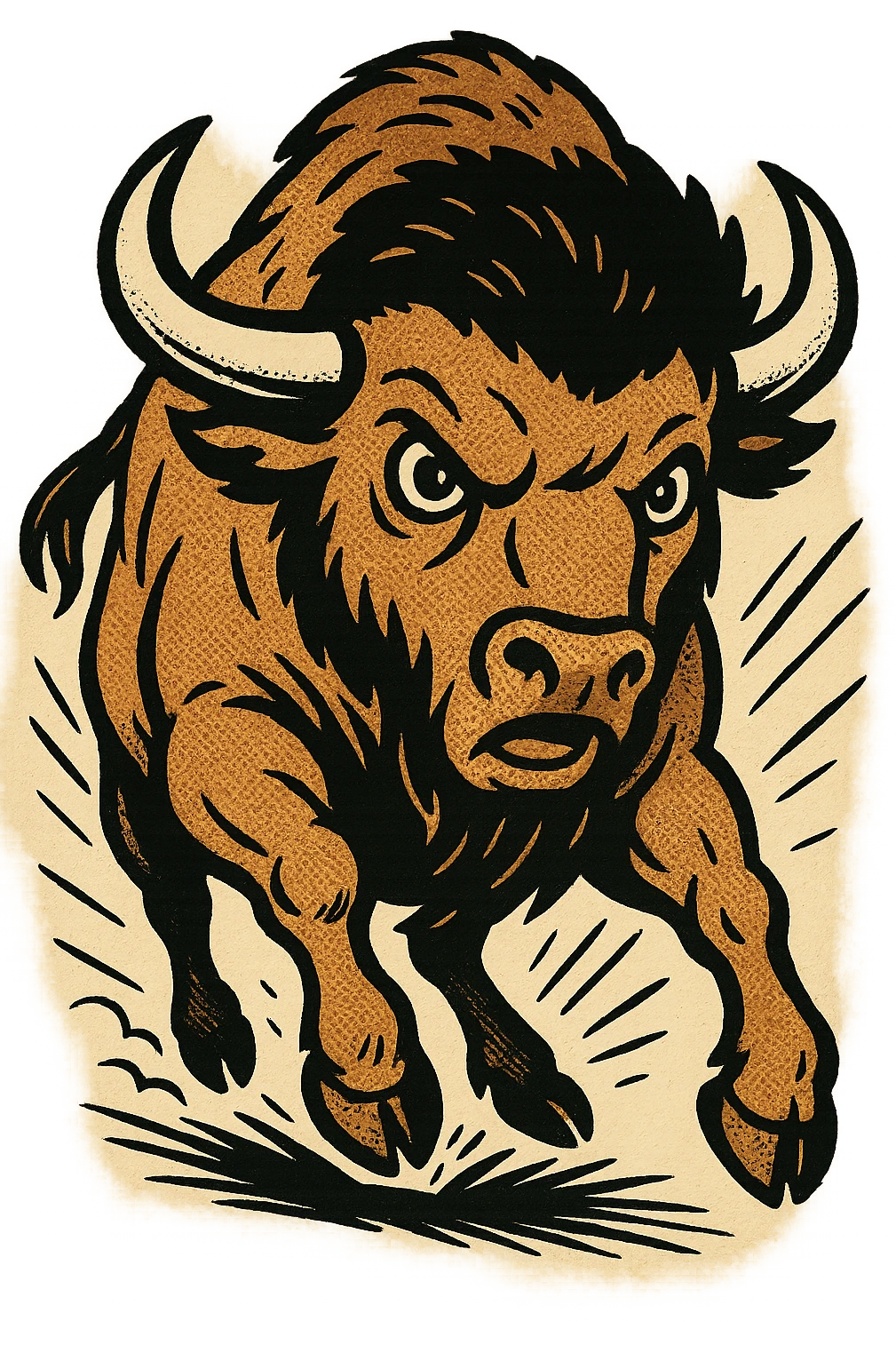 A light brown buffalo charging head on emoji