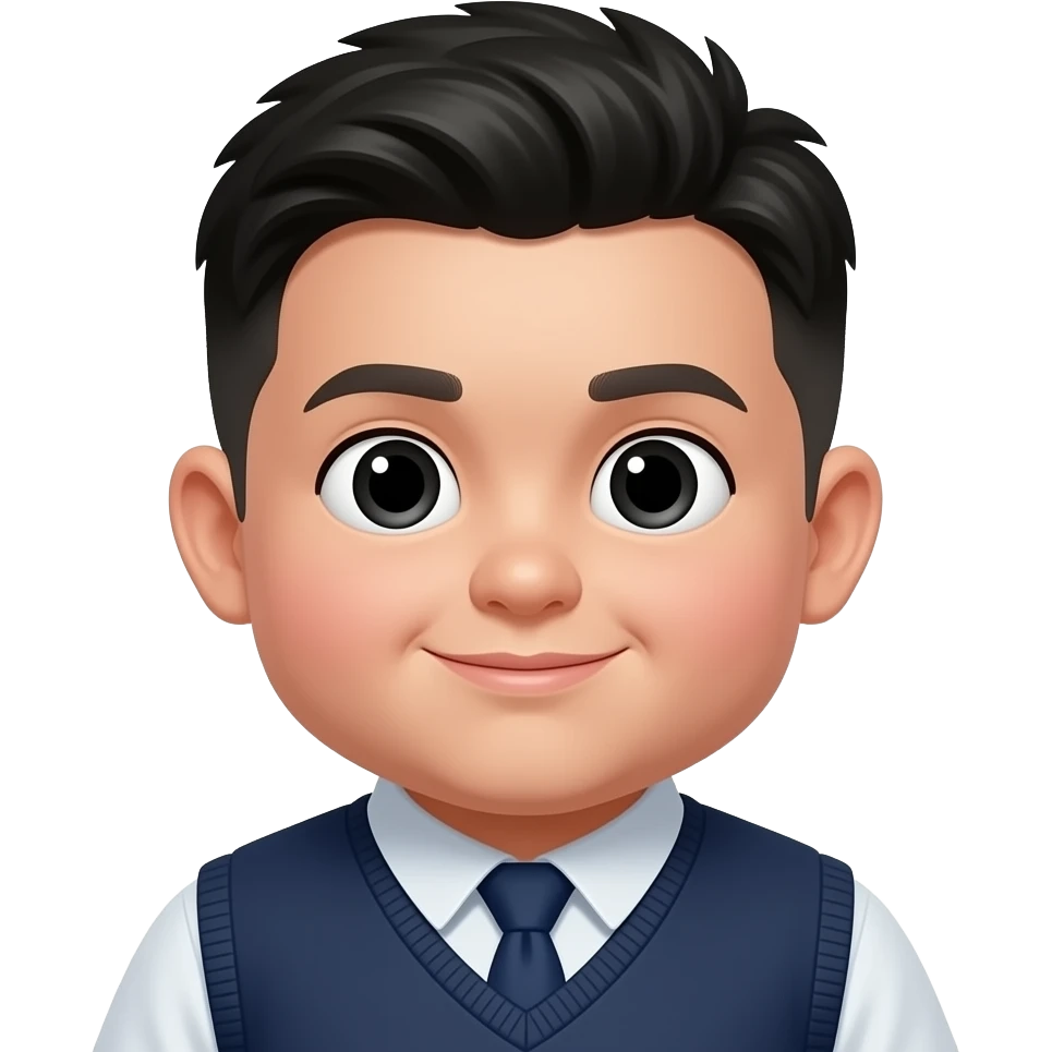 niño blanco cabello negro corte escolar gordito labios pequeños tamaño normal oregas grandes gordito ojos negros emoji