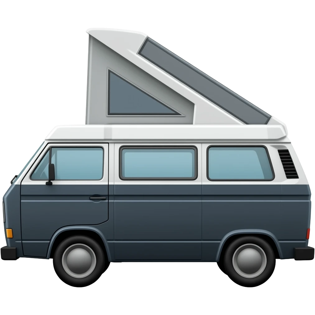 westfalie nugget with high roof (in dark anthracite) - from the side. Cute campervan emoji