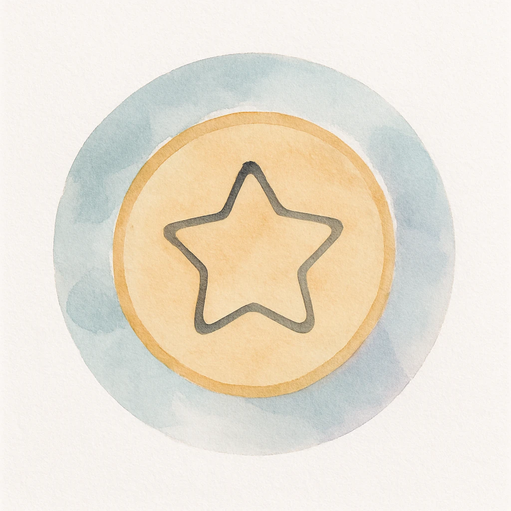 watercolor style dalgona candy with circle shape, inspired by Squid Game emoji