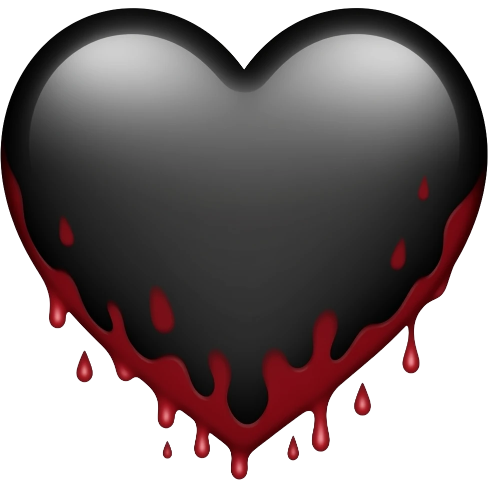 Black heart dripping blood emoji