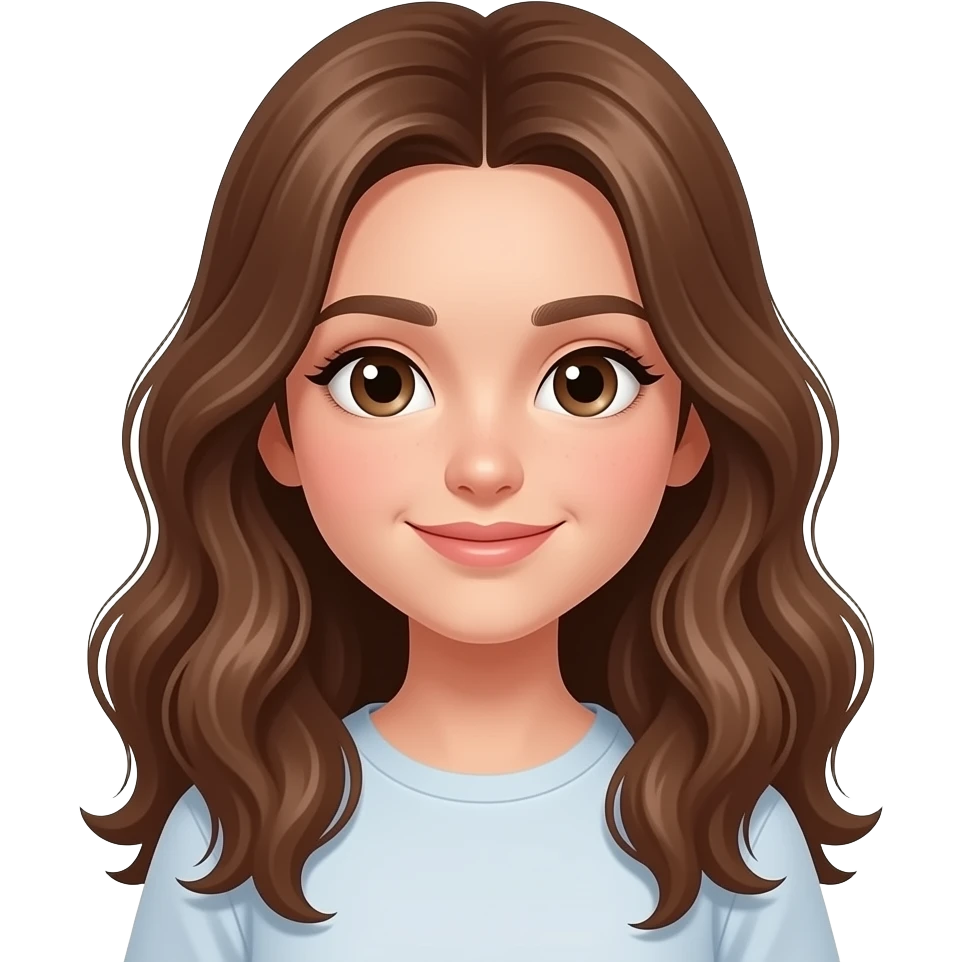 a 13 year old girl long pretty wavy brown hair emoji